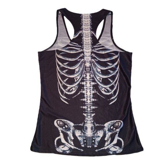 Womens Small Tank Top Skeleton Bionic Bones Gothic Sleeveless Halloween Tank - Picture 5 of 7